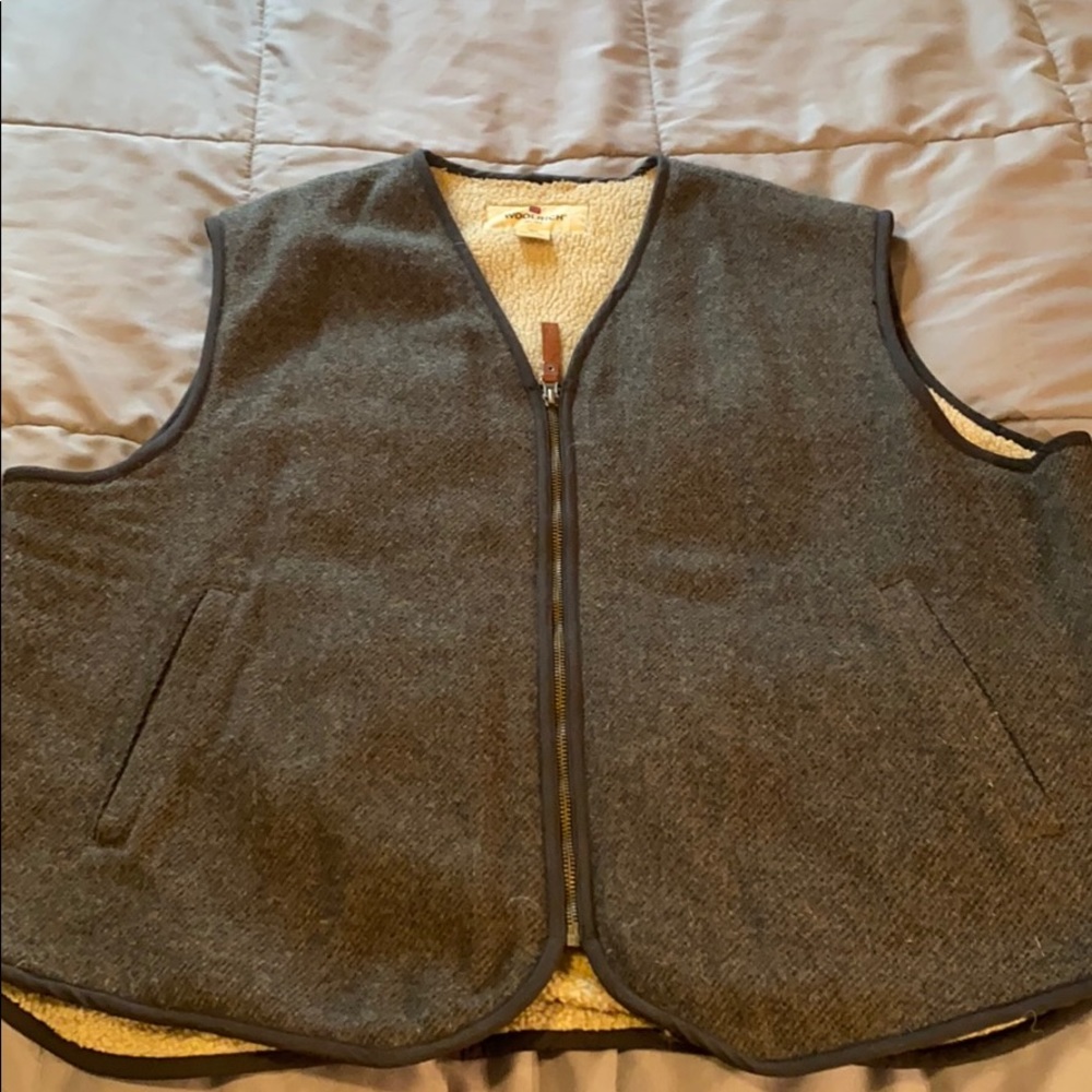 Wool rich fleece lined wool vest.